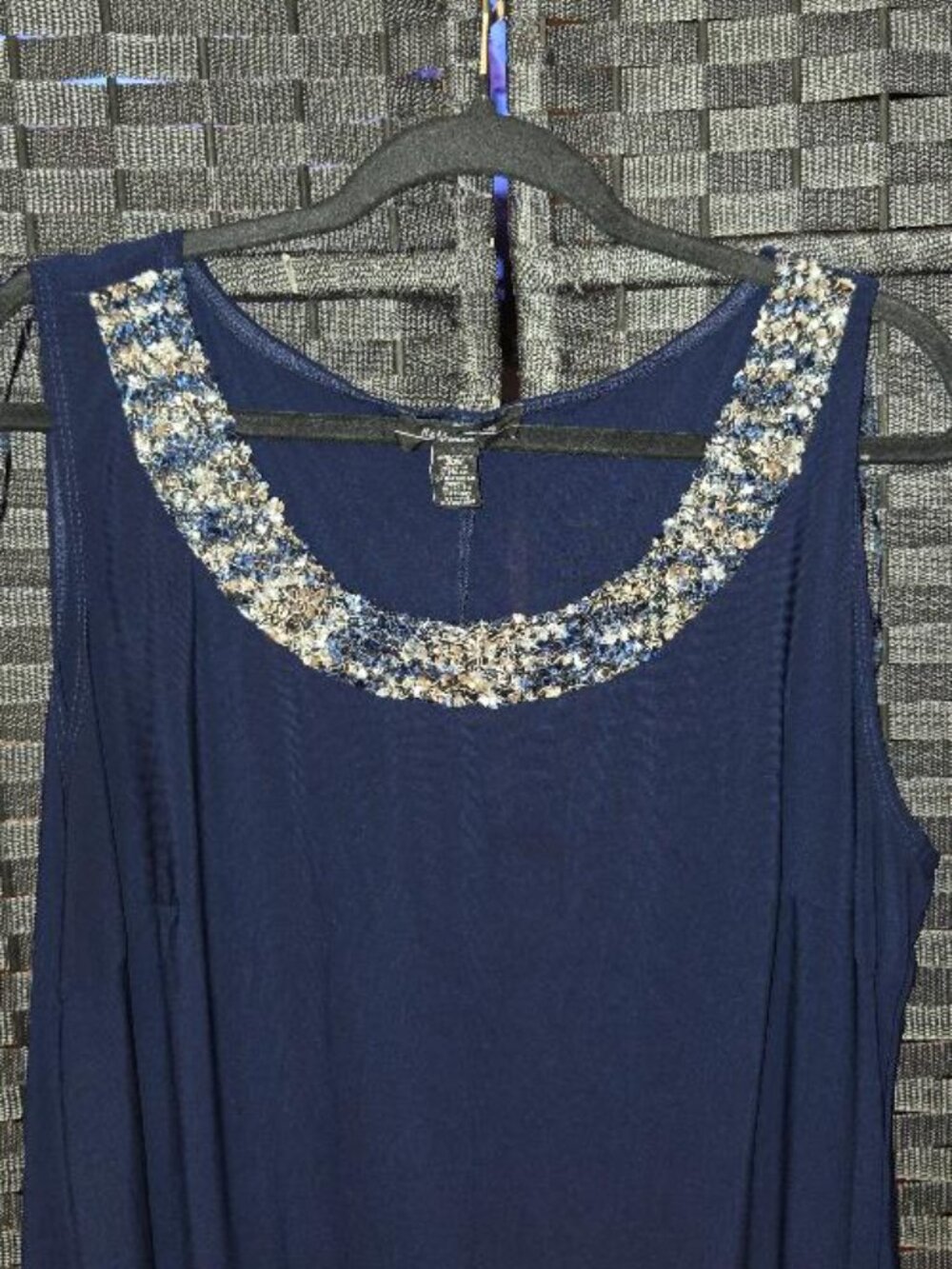 R&M Richards Plus Size Navy and Taupe 2 Piece Jacket Dress Set - Picture 3 of 9